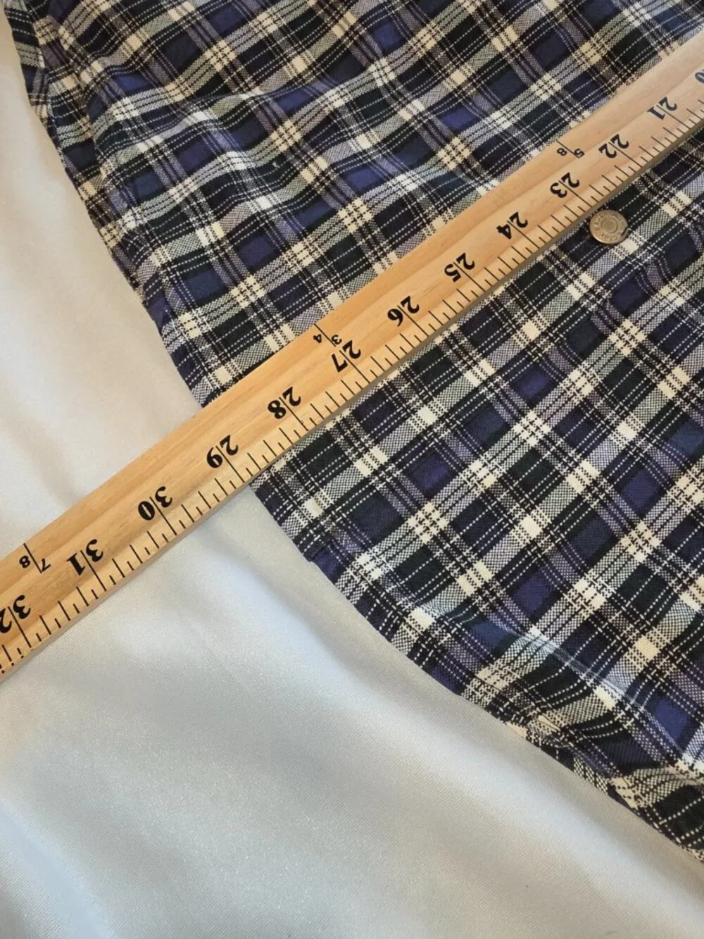J. Crew Men's Button-Up Shirt Blue White Plaid Long Sleeve Linen Spread Collar L